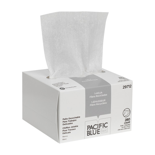 Pacific Blue Basic AccuWipe Cleaning Wipe 5X8 IN 1 White Disposable 280 Sheets/Pack 60 Packs/Case 16800 Sheets/Case
