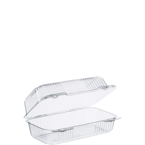 Dart® StayLock® Cold Take-Out Container Hinged 9X5.4X3.5 IN PET Clear 125 Count/Pack 2 Packs/Case 250 Count/Case