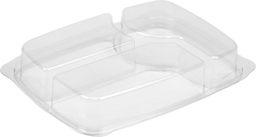 Lid Dome 3 Compartment PET Clear Rectangle For Compartment Tray 300/Case