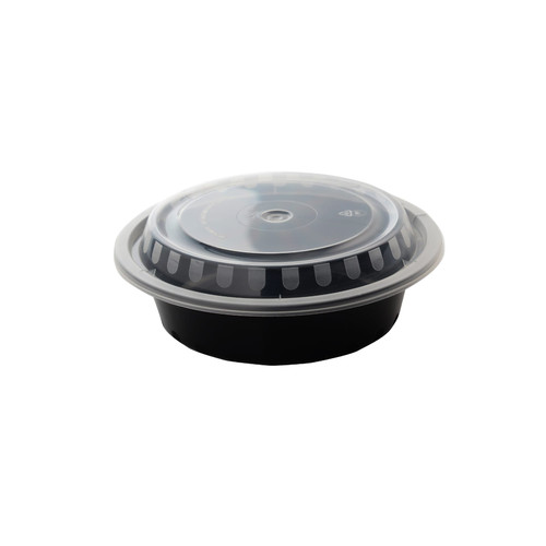 ReForm Take-Out Container Base & Lid Combo 16 OZ PP Black Round Heavyweight Leak Resistant 150/Case