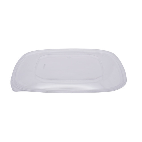 Super Bowl Plus Lid Flat XL 10.8X10.8X0.25 IN PE Clear Square For 48-80-160 OZ Container 50/Case