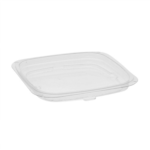 Lid Flat 4X4X0.6 IN PET Clear Square For Container Unhinged Recessed 960/Case