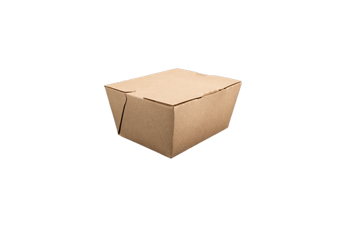 ChampPak #1 Take-Out Box Fold-Top 4.375X3.5X2.5 IN Clay-Coated Paperboard Kraft Rectangle 450/Case