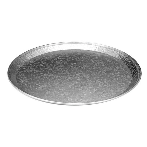 Serving Tray 16X0.75 IN Aluminum Silver Round Embossed 25/Case