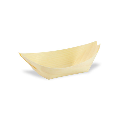 Food Tray 2.5 OZ Wood Natural Boat Microwave Safe Oven Safe Grease Resistant 100 Count/Pack 8 Packs/Case 800 Count/Case