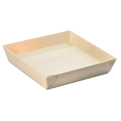Serving Tray 6.6X6.6X1.4 IN Wood Samurai Square Microwave Safe 100 Count/Case