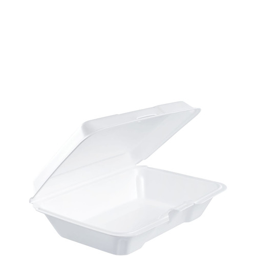Dart® Take-Out Container Hinged 9.25X6.38X2.6 IN XPS White Shallow Insulated 100 Count/Pack 2 Packs/Case 200 Count/Case
