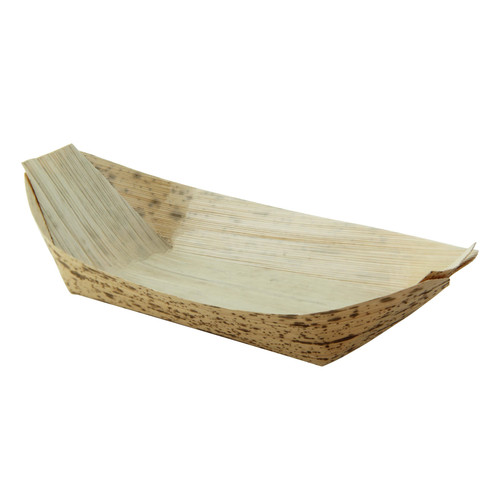 Food Tray 12 OZ Bamboo Leaf Natural Boat 100 Count/Pack 12 Packs/Case 1200 Count/Case