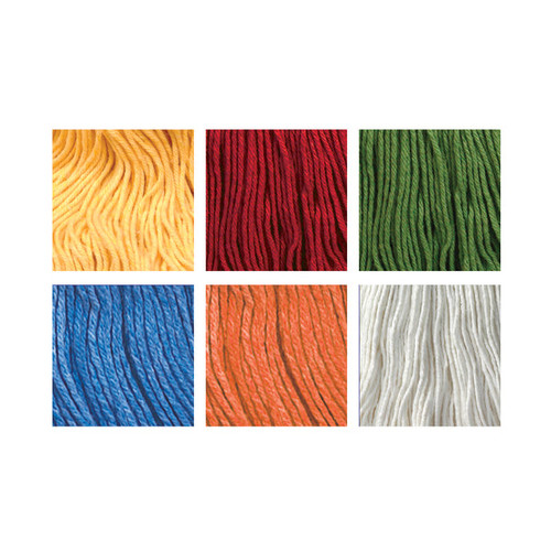 Mop Head Large (LG) White Red Cotton Polyester Blend 4PLY Loop End Wide Band 1/Each