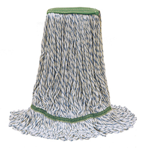 O-Cedar® Finish Mop Large (LG) Blue White 4PLY Loop End 1.25IN Narrow Headband Tailband 12 Count/Case