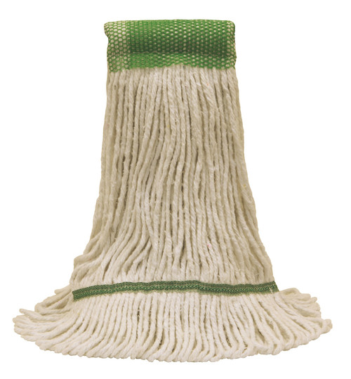 O-Cedar® Mop Head Large (LG) White Synthetic Yarn 4PLY Loop End Launderable Shrinkless 5IN Headband 12/Case