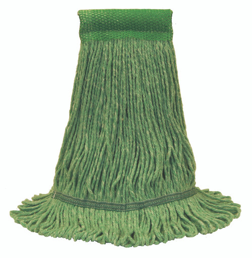 O-Cedar® Mop Head Medium (MED) Green Cotton Synthetic Blend 4PLY Loop End 5IN Headband Tailband 12/Case