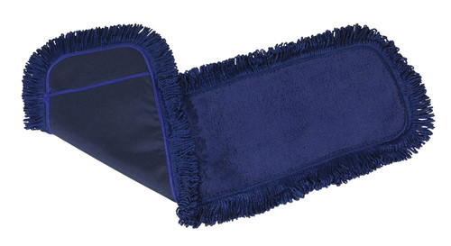 MaxiPlus® Dust Mop Head 36X5 IN Blue Microfiber Slip-On Slot Pocket Backing With Fringe 6/Case