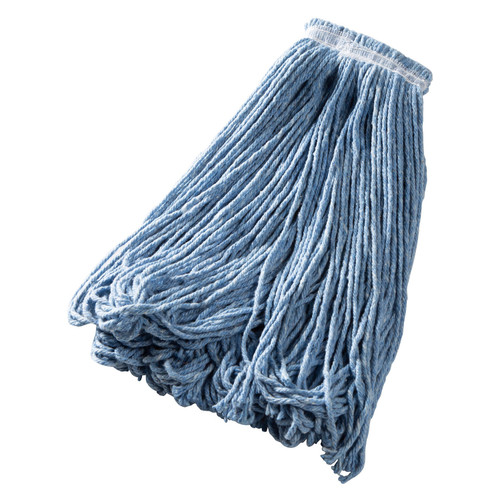 Wet Mop Head Large (LG) 24 OZ Blue Cotton Blend (65% Cotton, 35% PET) Universal Headband Looped 12/Case