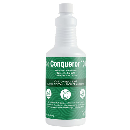 Bio Conqueror 105 Deodorizing Cleaner Cotton Blossom Clear Liquid 1 QT Bio-Enzymatic 12 Count/Pack