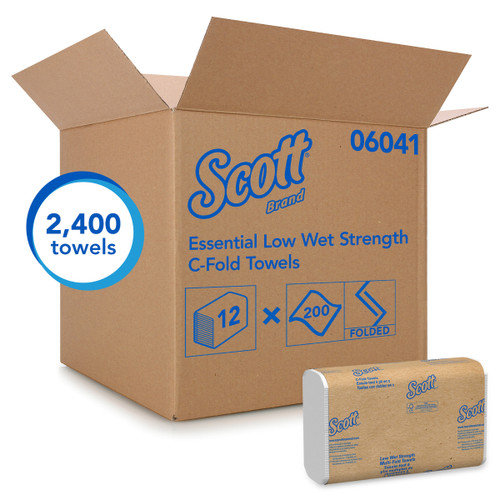 Scott® Essential Folded Paper Towel 10.12X13.5 IN White C-Fold Centerfeed 200 Count/Pack 12 Packs/Case 2400 Count/Case