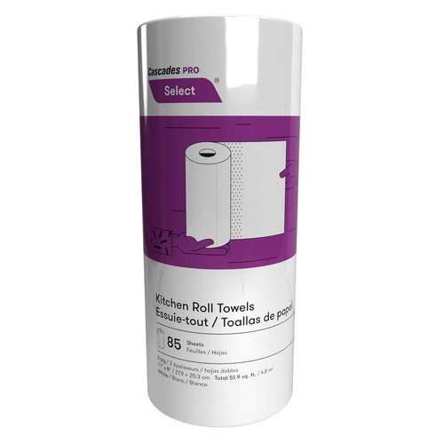 Cascades PRO Household & Kitchen Roll Paper Towel 2PLY Standard Roll 85 Sheets/Roll 30 Rolls/Case 2550 Sheets/Case
