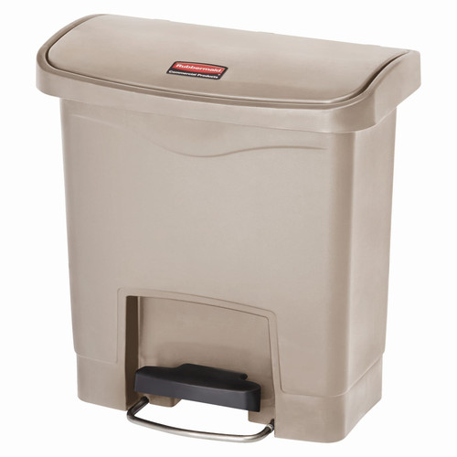 Slim Jim® Trash Can 4 GAL 15 L Beige Resin Step-On Front Step 1/Each