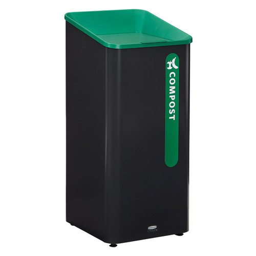 Sustain Compost 1-Stream Compost Can 20.47X20.87X39.37 IN 23 GAL Black Green Metal Resin With Hinged Lid 1/Each