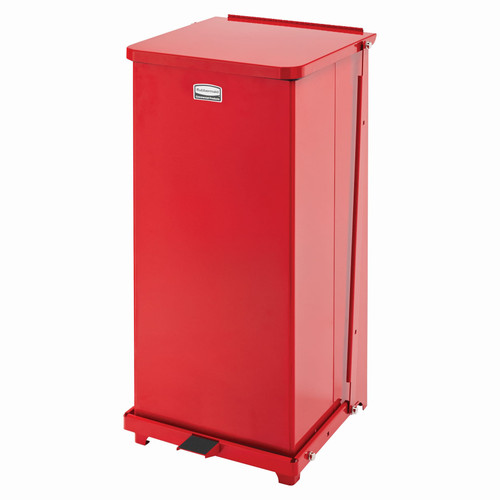 Defenders® Biohazard 1-Stream Trash Can 12.50X12.50X27 IN 13 GAL Red Square Metal With Hinged Lid Step-On 1/Each