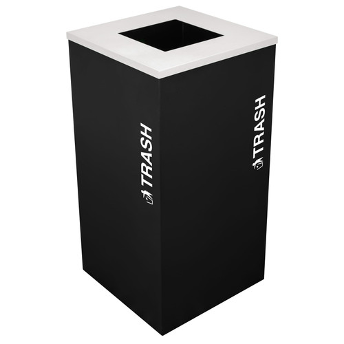 Trash Can 24 GAL Black Square Steel Indoor 1/Each