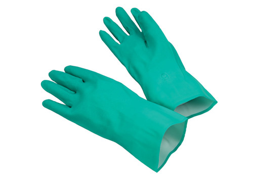 Gloves Sizes 7-11 13 IN Green 11MIL Nitrile Flock Lined Unsupported Diamond Grip 12/Pair