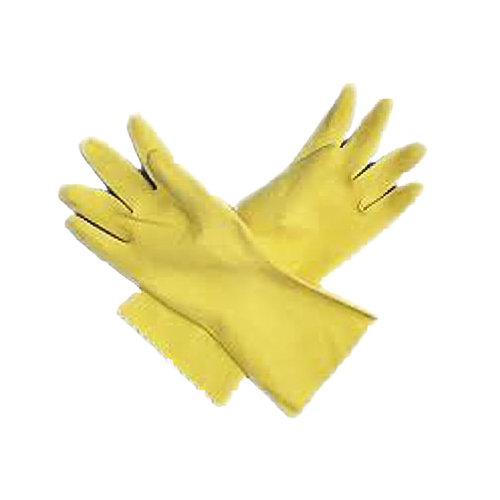 Dishwashing Gloves Large (LG) Yellow Latex Flock Lined 12/Pack