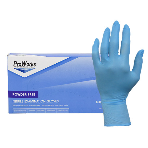 ProWorks® Gloves Large (LG) Blue 3MIL Nitrile Powder-Free Ambidextrous 100 Count/Box 10 Box/Case