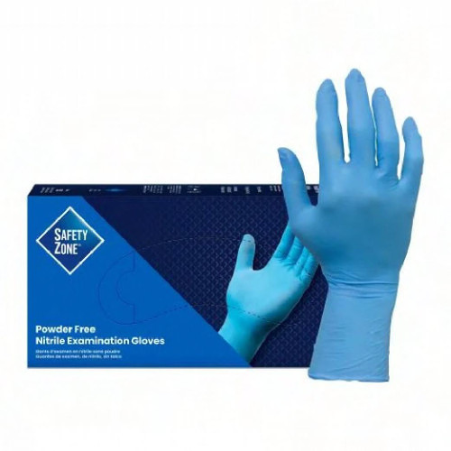 Safety Zone® Exam Gloves Medium (MED) 12 IN Blue 8MIL  Textured Nitrile Powder-Free Extended Cuff 50 Ct/Box 10 Box/Case
