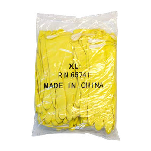 Safety Zone® Gloves XL 12 IN Yellow 16MIL Latex Flock Lined Rolled Cuff Diamond Grip 12 Count/Pack