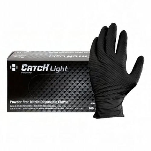 Safety Zone® Gloves Black 9MIL Nitrile Powder-Free Pyramid Grip® Beaded Cuff 100 Count/Box 10 Box/Case