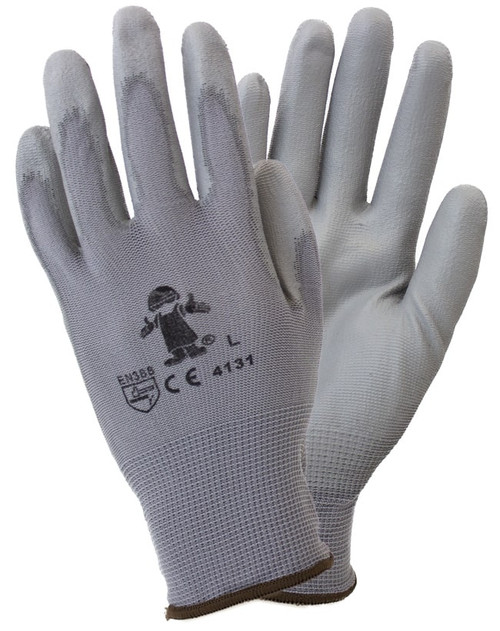 Safety Zone® Gloves Medium (MED) Gray Polyurethane Foam-Coated Knit Palm & Fingertips Flex Grip 12 Ct/Pack 6 Packs/Case