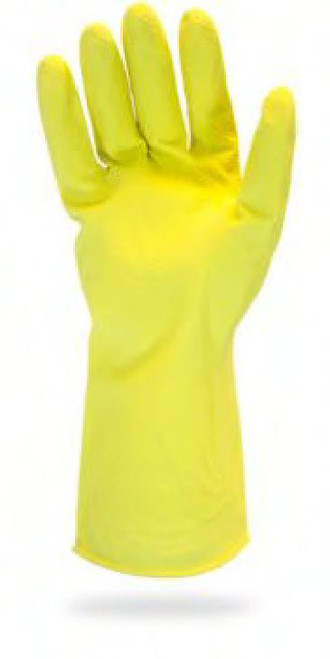 Safety Zone® Gloves XL Yellow Chlorinated 20MIL Latex Flock Lined Rolled Cuff 12 Count/Pack