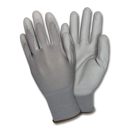 Safety Zone® Gloves XL Gray Polyurethane Foam-Coated Knit Palm & Fingertips Flexible Grip 12 Count/Pack 6 Packs/Case