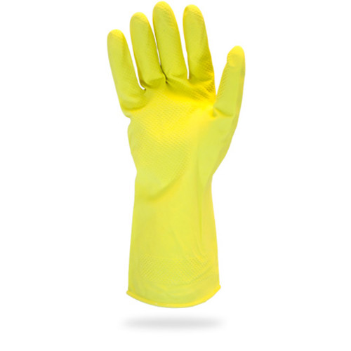 Safety Zone® Gloves Large (LG) 12 IN Yellow 16MIL Latex Flock Lined Diamond Grip 12 Count/Pack 10 Packs/Case