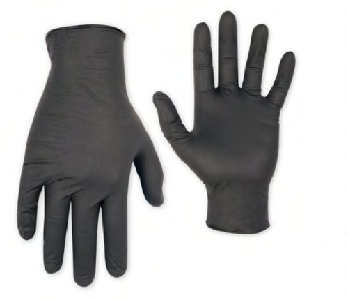 ADVANCE Gloves XL Black 6MIL Nitrile Powder-Free Ambidextrous Beaded Cuff 10/Case