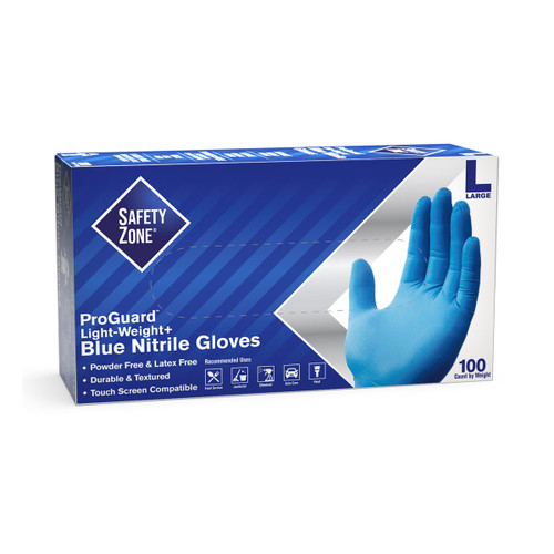 Safety Zone® Examination Gloves XL Blue 3.5MIL Nitrile Powder-Free 100 Count/Box 10 Box/Case