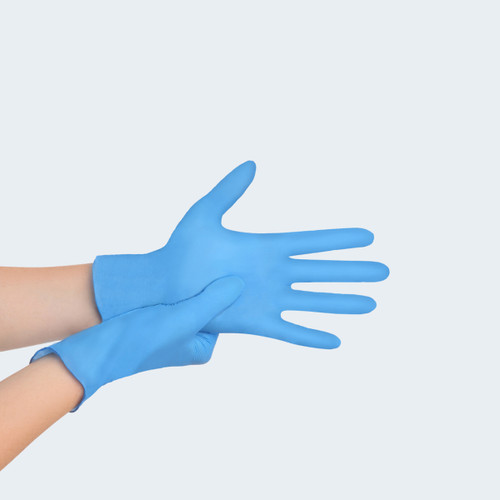 Gloves Medium (MED) Blue 5MIL Nitrile Powder-Free 10 Count/Pack 100 Packs/Case 1000 Count/Case