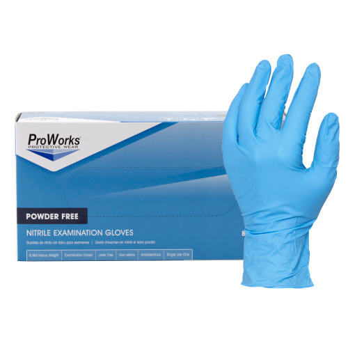 ProWorks® Examination Gloves Large (LG) Blue 7MIL Micro Texture Nitrile Powder-Free 100 Count/Box 10 Box/Case