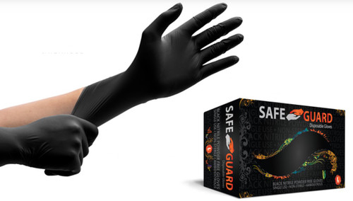 Safe Guard Large (LG) Black 5MIL Nitrile 100 Count/Box 10 Box/Case
