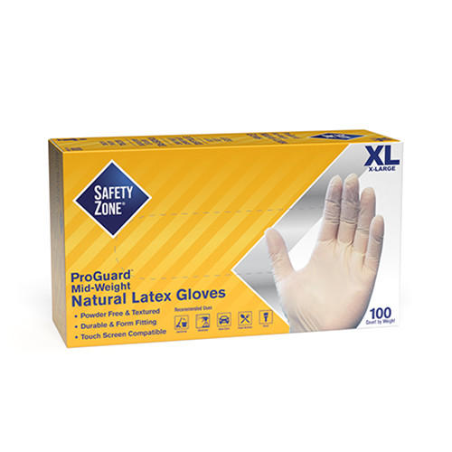 Safety Zone® Gloves XL Natural 5MIL Latex Powder-Free 100 Count/Pack 10 Packs/Case