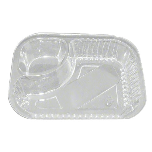 WNA Atrium Nacho Take-Out Tray Base Large (LG) 7.95X6.21X1.53 IN 2 Compartment OPS Clear Rectangle 500/Case