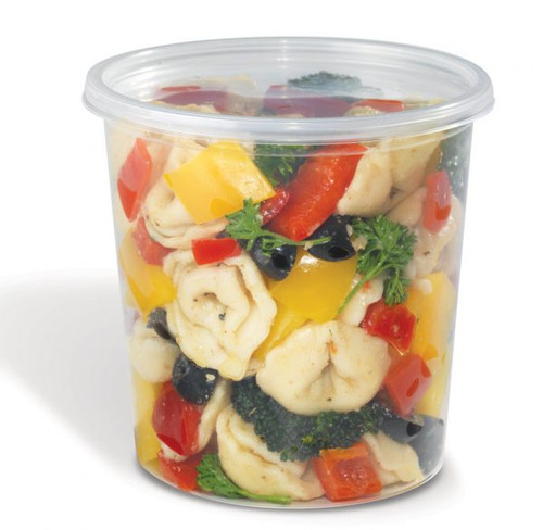 HomeFresh® Deli Container Base 24 OZ PP Clear Round Leak Resistant 500 Count/Case 32 Cases/Pallet