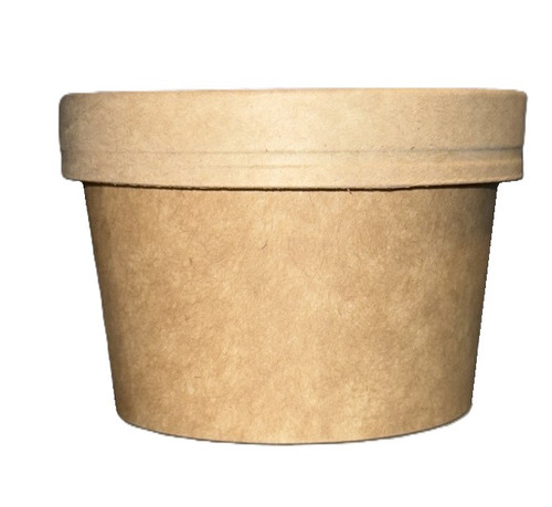 Soup Food Container Base & Lid Combo With Flat Lid 8 OZ Paper Kraft 250/Case