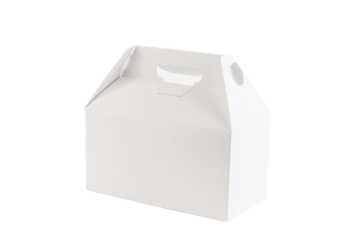 Lunch Take-Out Box Barn 9.5X5X5 IN Paper White Rectangle With Handle 125/Case