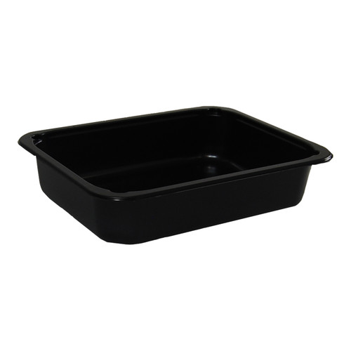 Take-Out Container Base 6.5X8.5X1.88 IN CPET Black Rectangle Oven Safe 390/Case