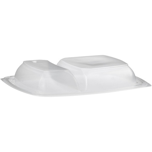 Lid Dome 11.13X8X1.88 IN 2 Compartment PP Clear Rectangle For Container 150/Case