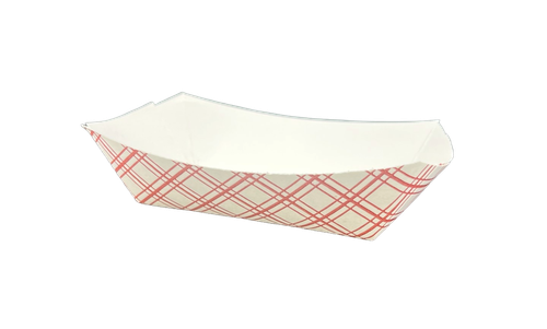 Food Tray 1 LB Paper White Red Rectangle 1000/Case