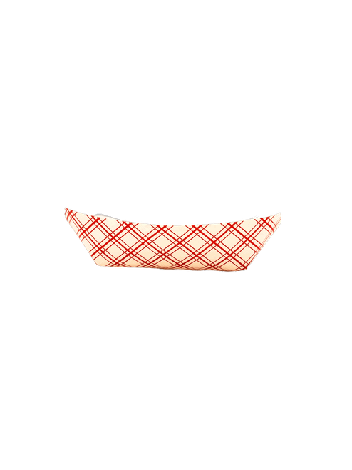 Food Tray 2 LB SBS Paperboard White Red Rectangle 1000/Case
