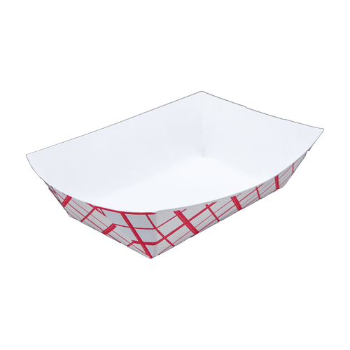 Food Tray 2.5 LB SBS Paperboard White Red Rectangle 500/Case